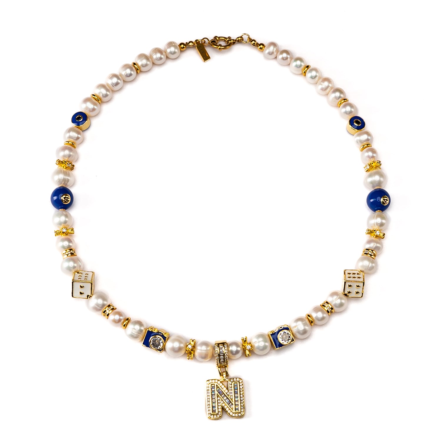 Initials - Blue Pearl Necklace