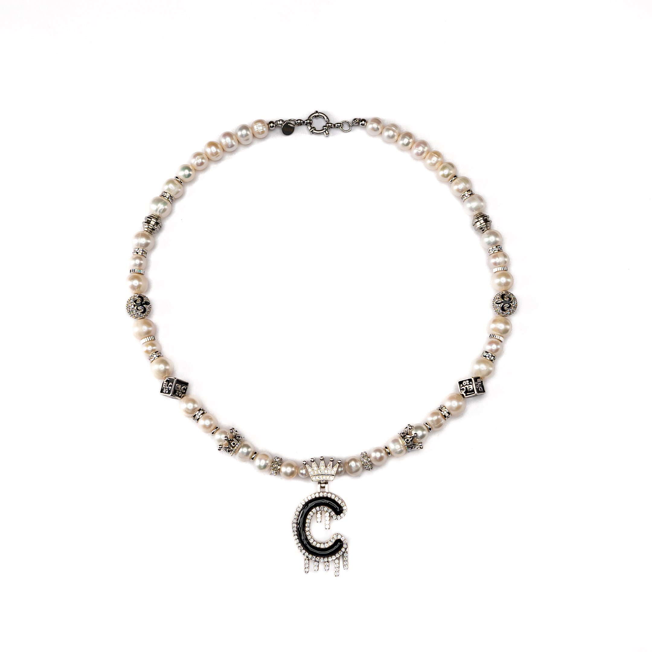 Initials - Crown Pearls Necklace