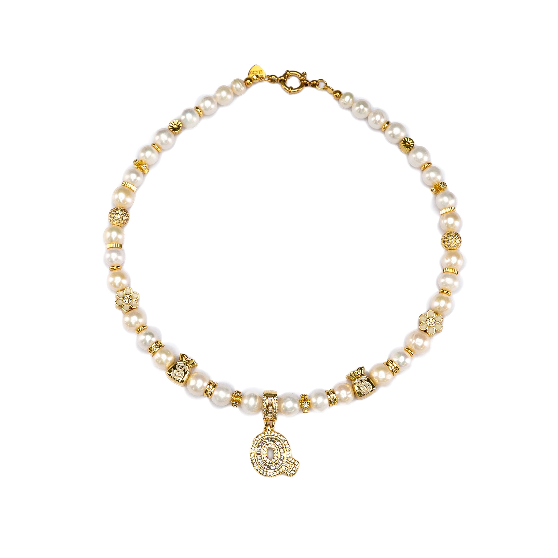 Initials white Pendant Necklace