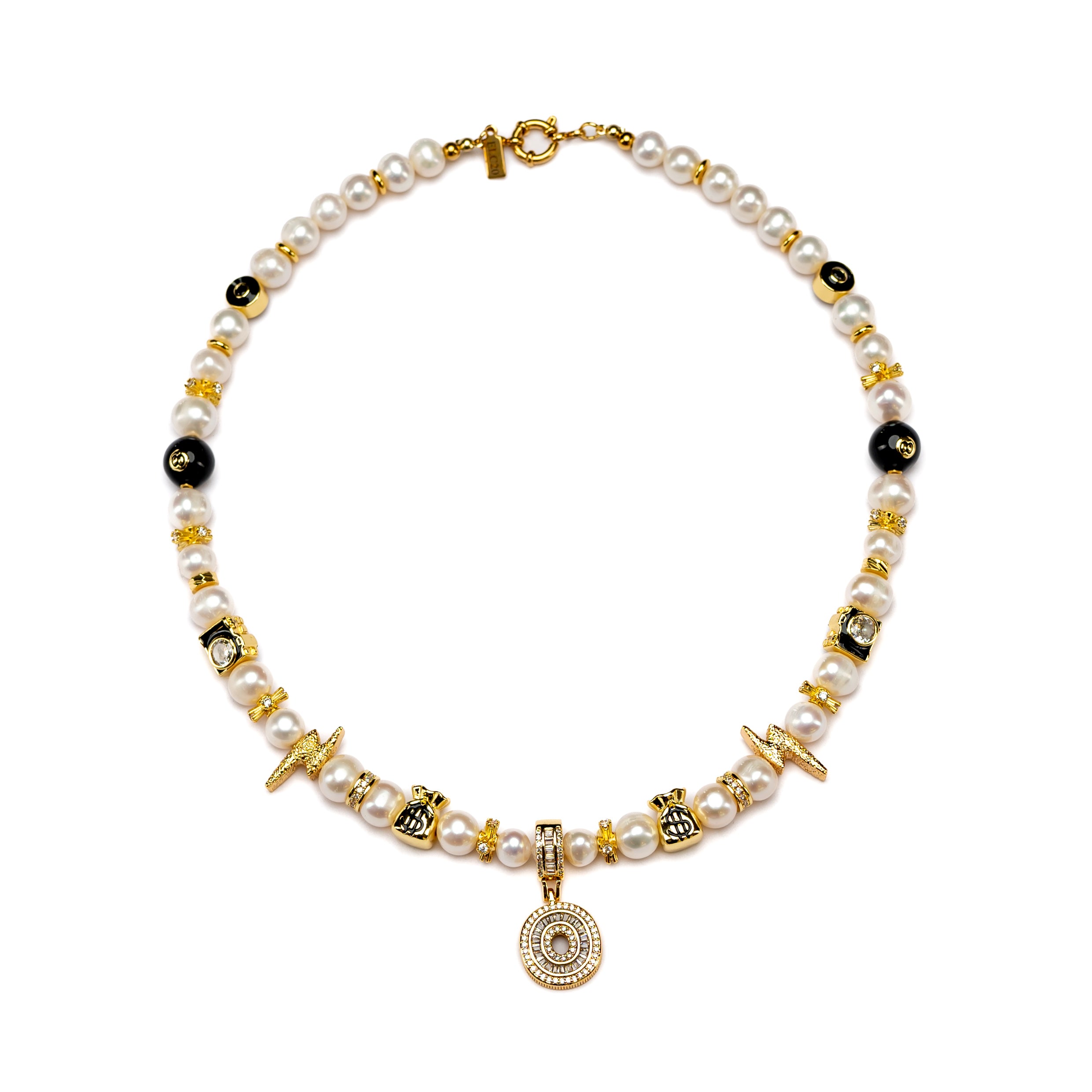 Initials - Black Pearl Necklace