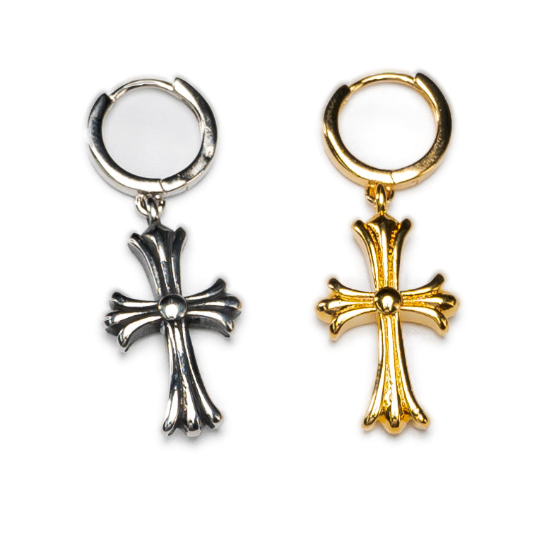 Dangle Cross Hoop Earrings