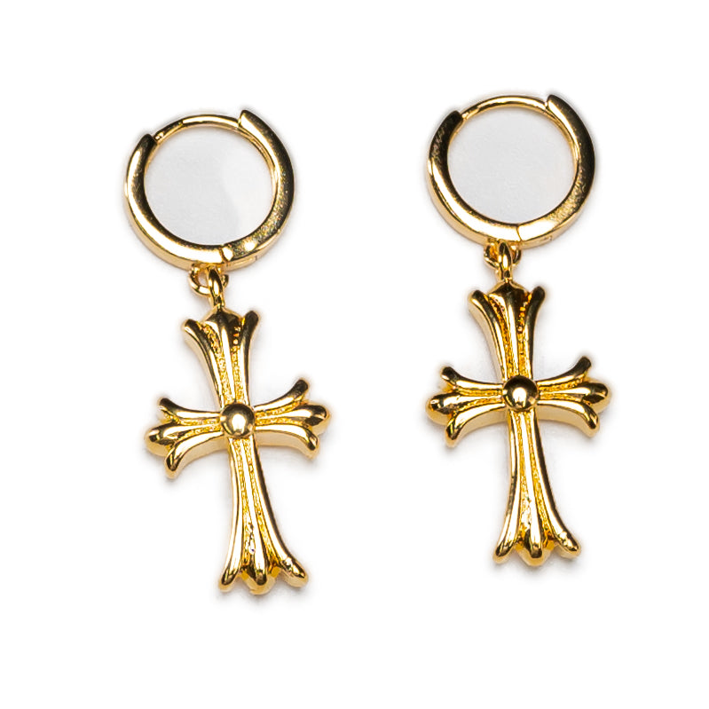 Dangle Cross Hoop Earrings