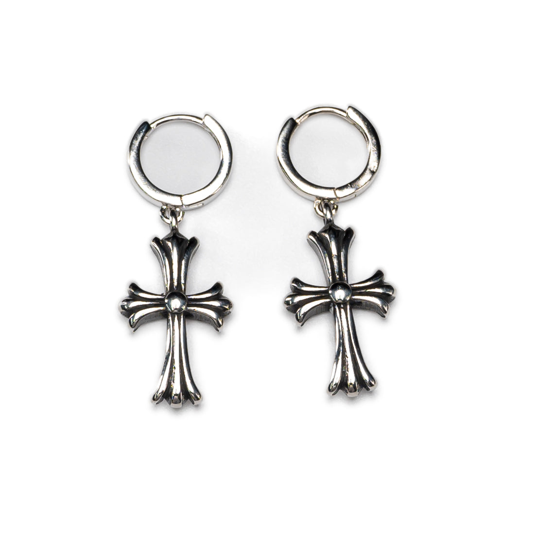 Dangle Cross Hoop Earrings