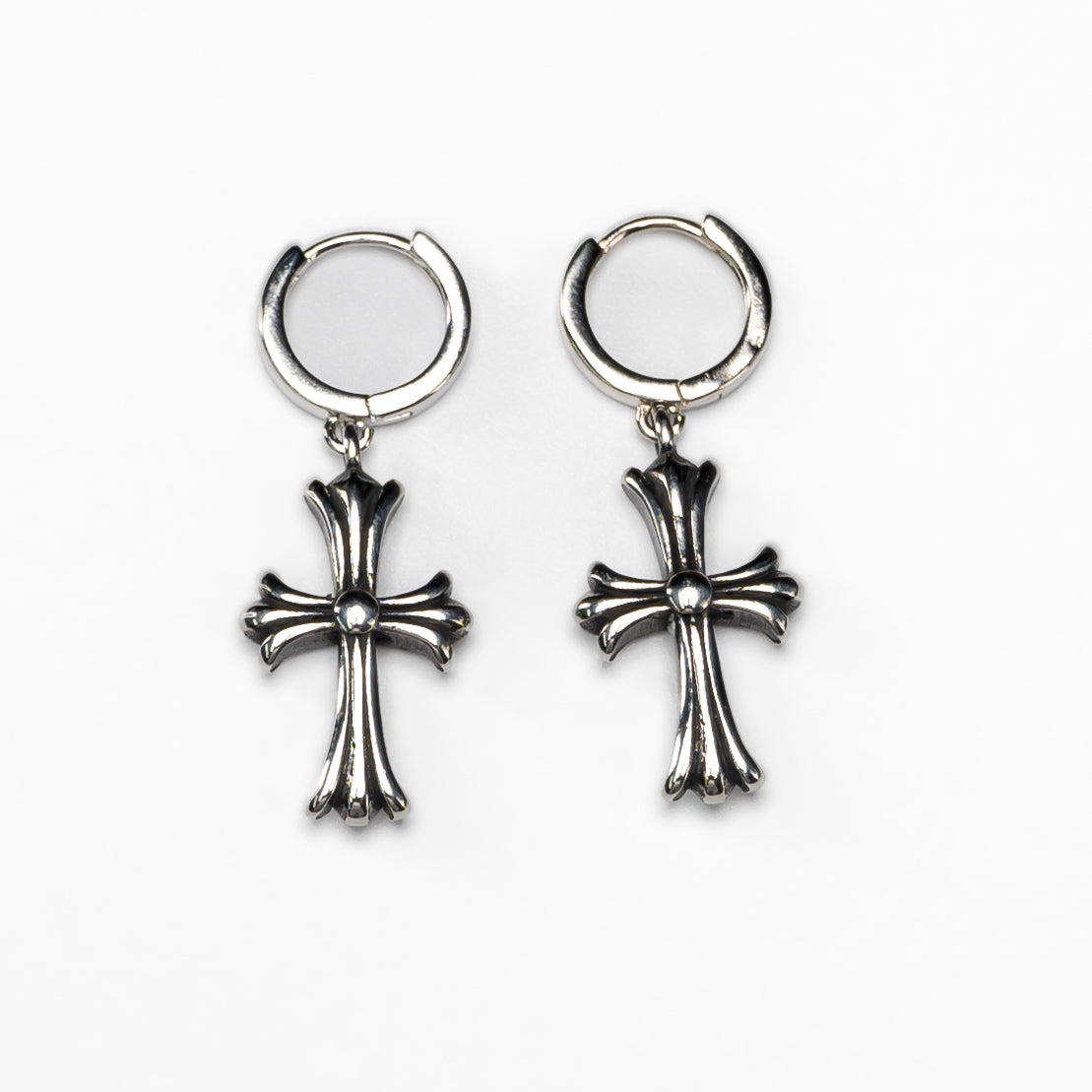 Dangle Cross Hoop Earrings