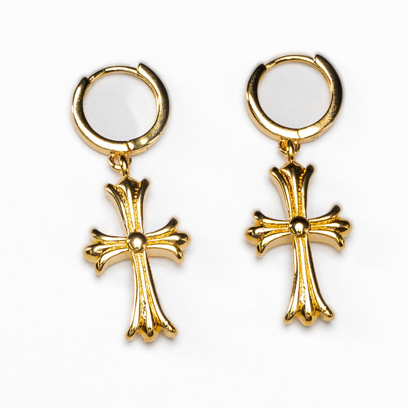 Dangle Cross Hoop Earrings