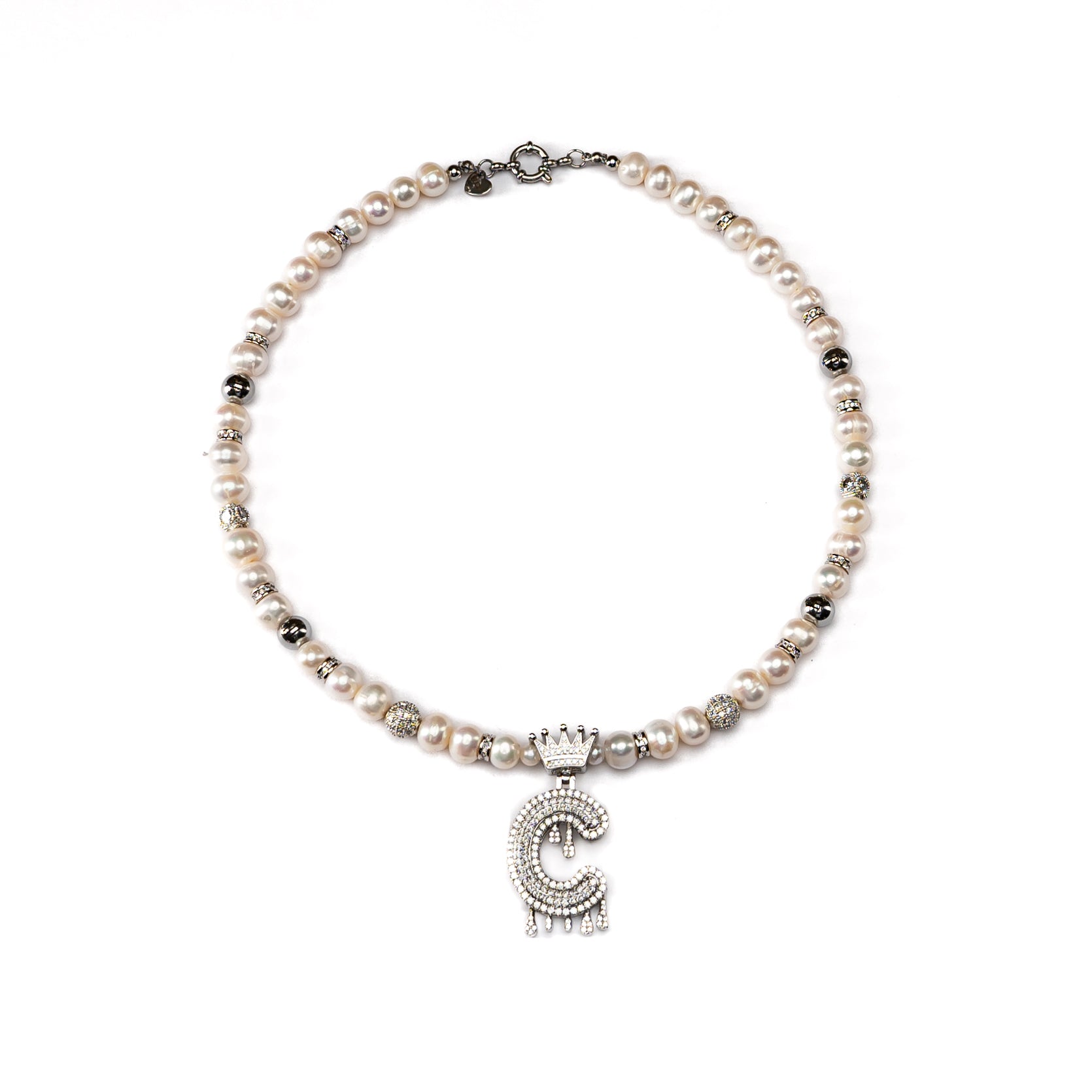 Initials - Crown Pearl Necklace