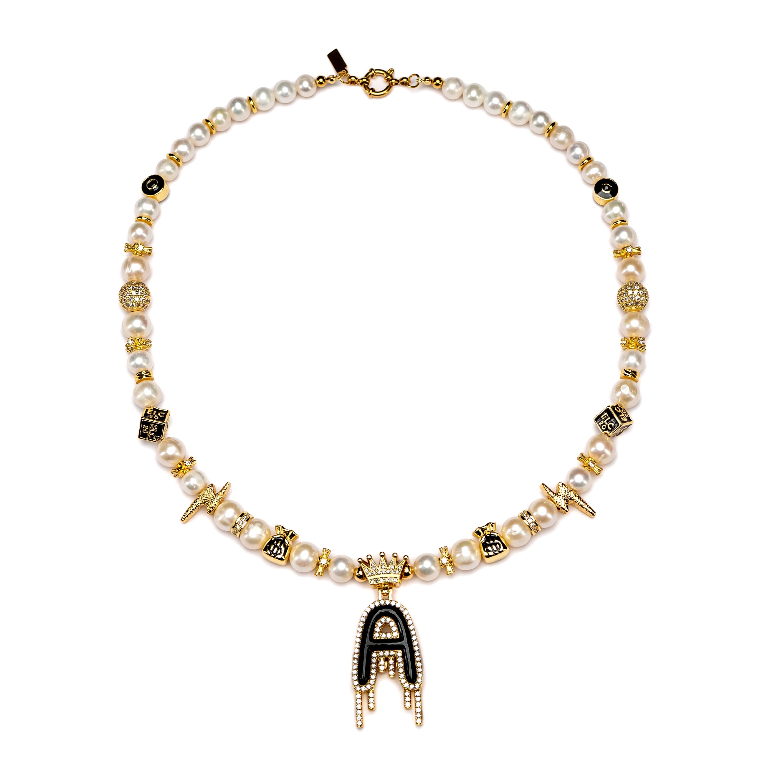 Initials - Black Crown Pearl