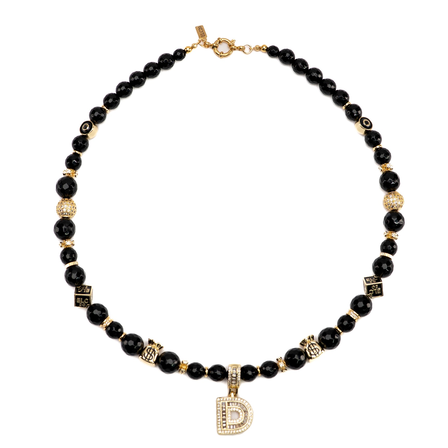 Initials - Black Pendant Necklace