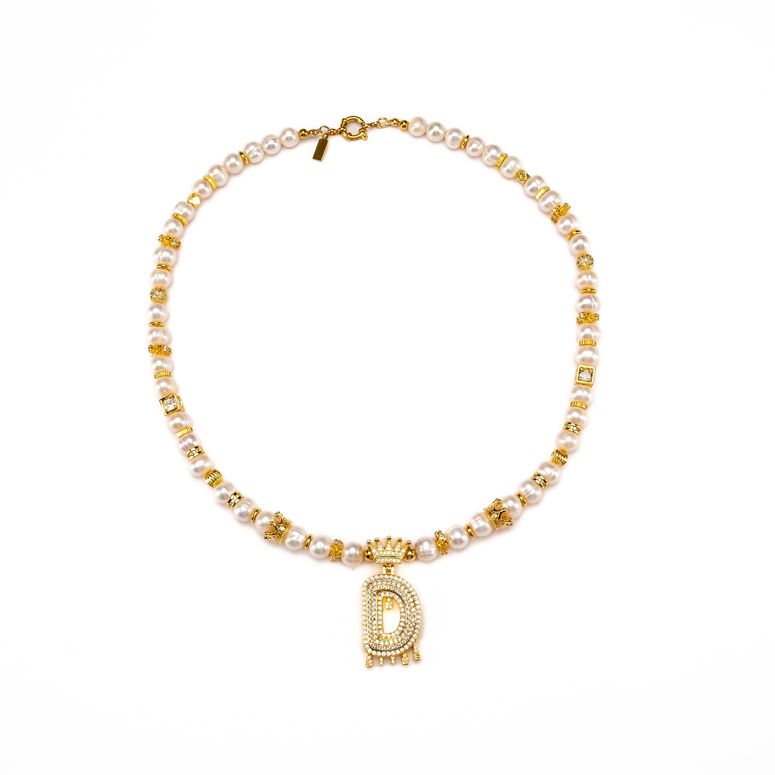 Initials - Crown Pearl Necklace