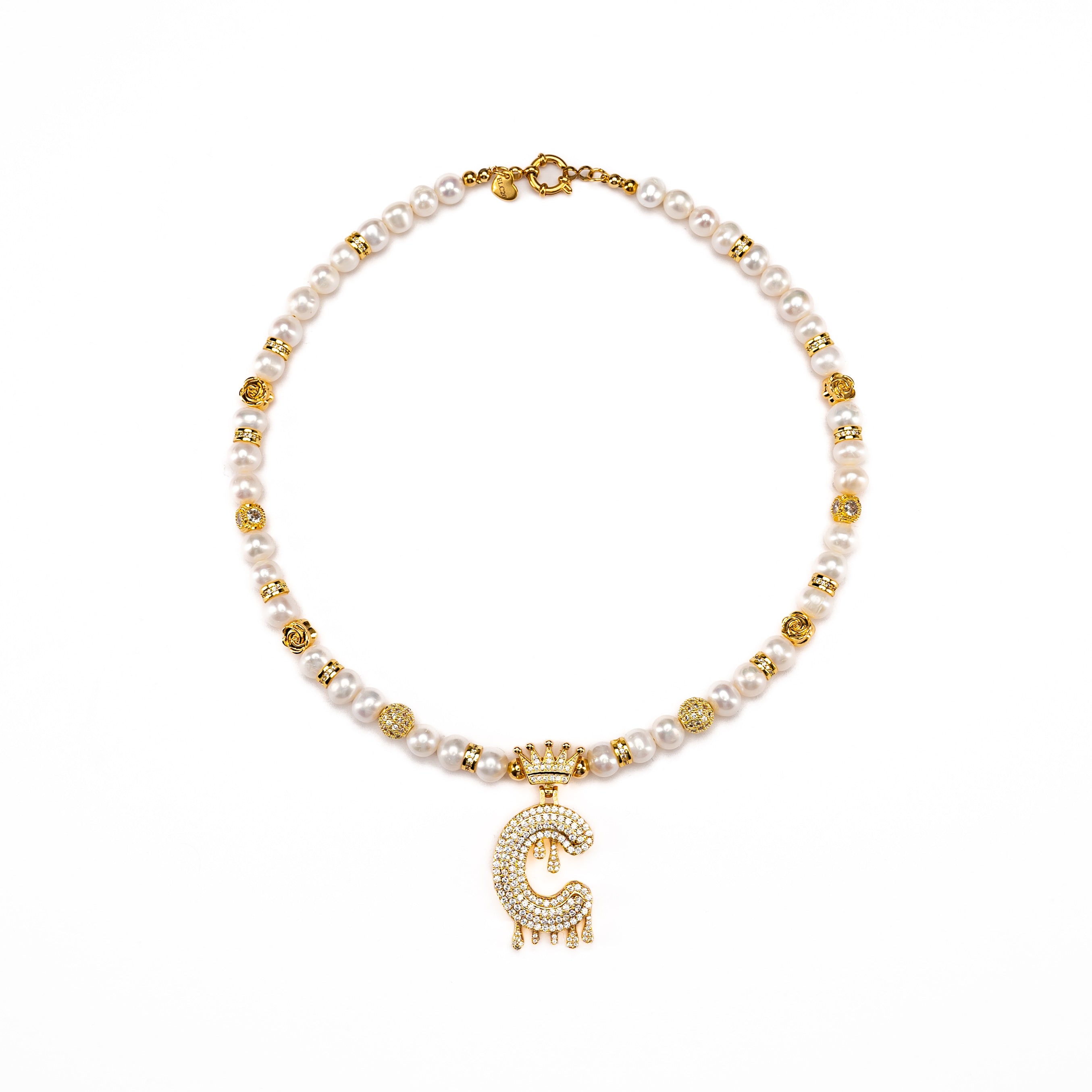 Initials - Crown Pearl Necklace