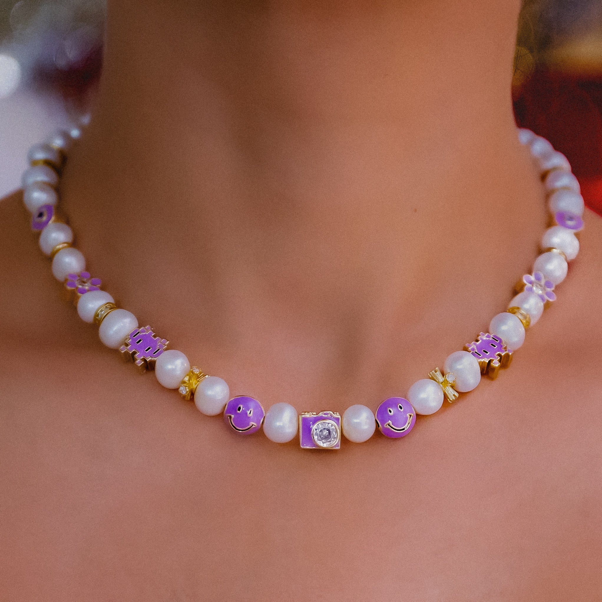 Purple pearl necklace