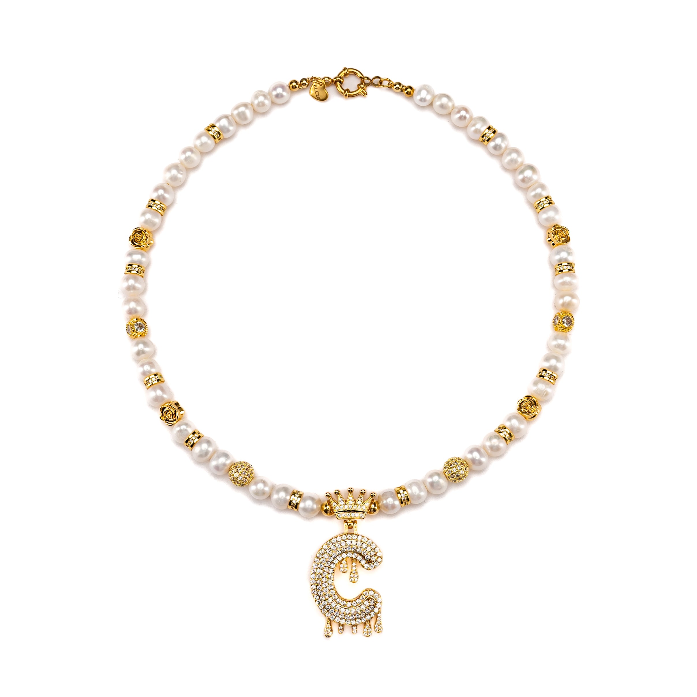 Initials - Crown Pearl Necklace