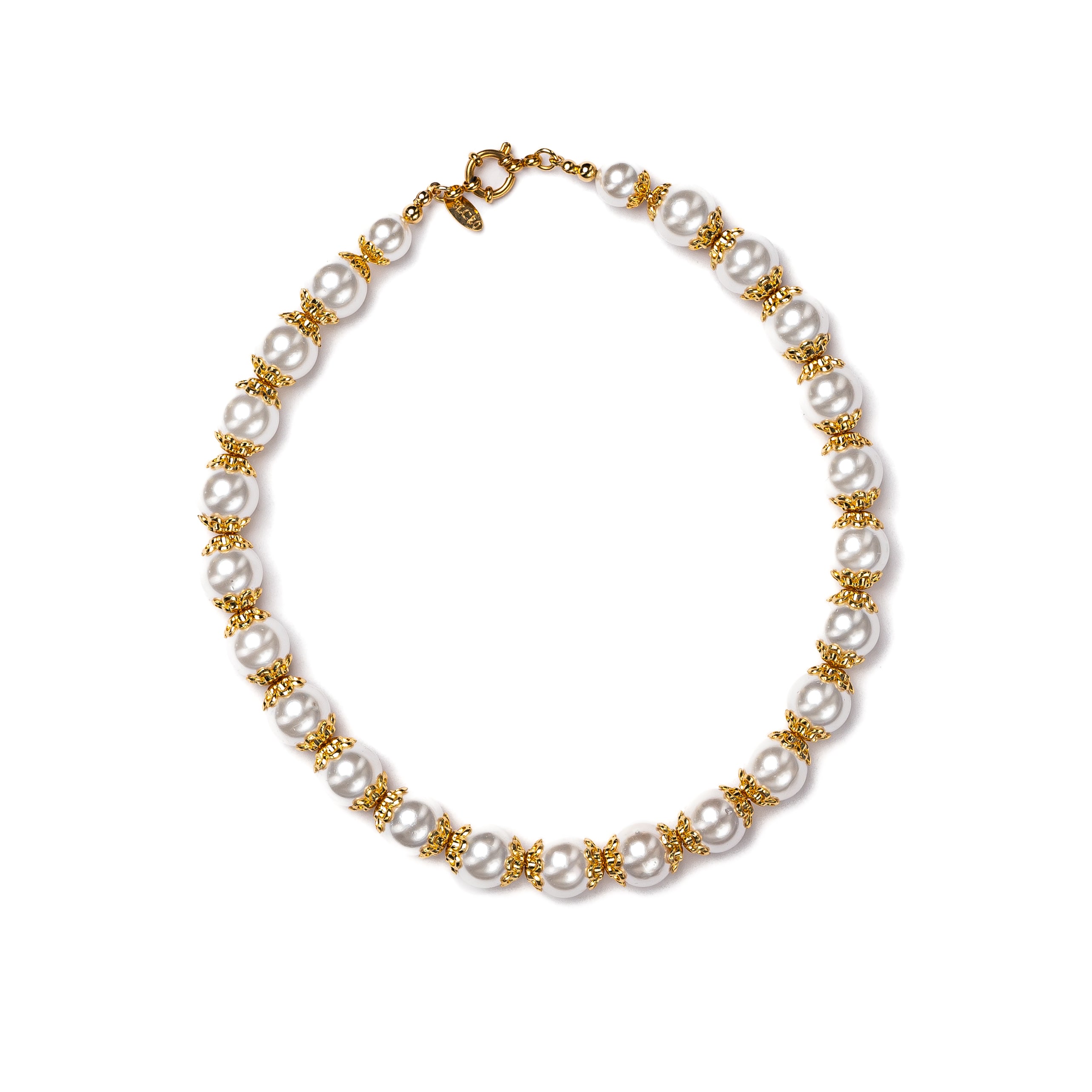 Golden Pearl Cluster Necklace