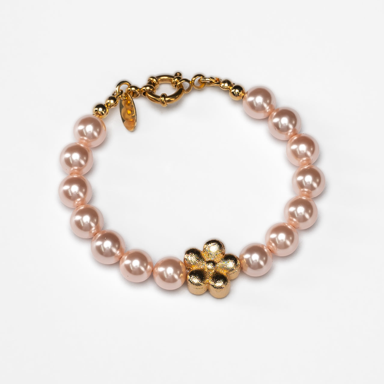 Rose Pearls Bracelet with Gilded Flower