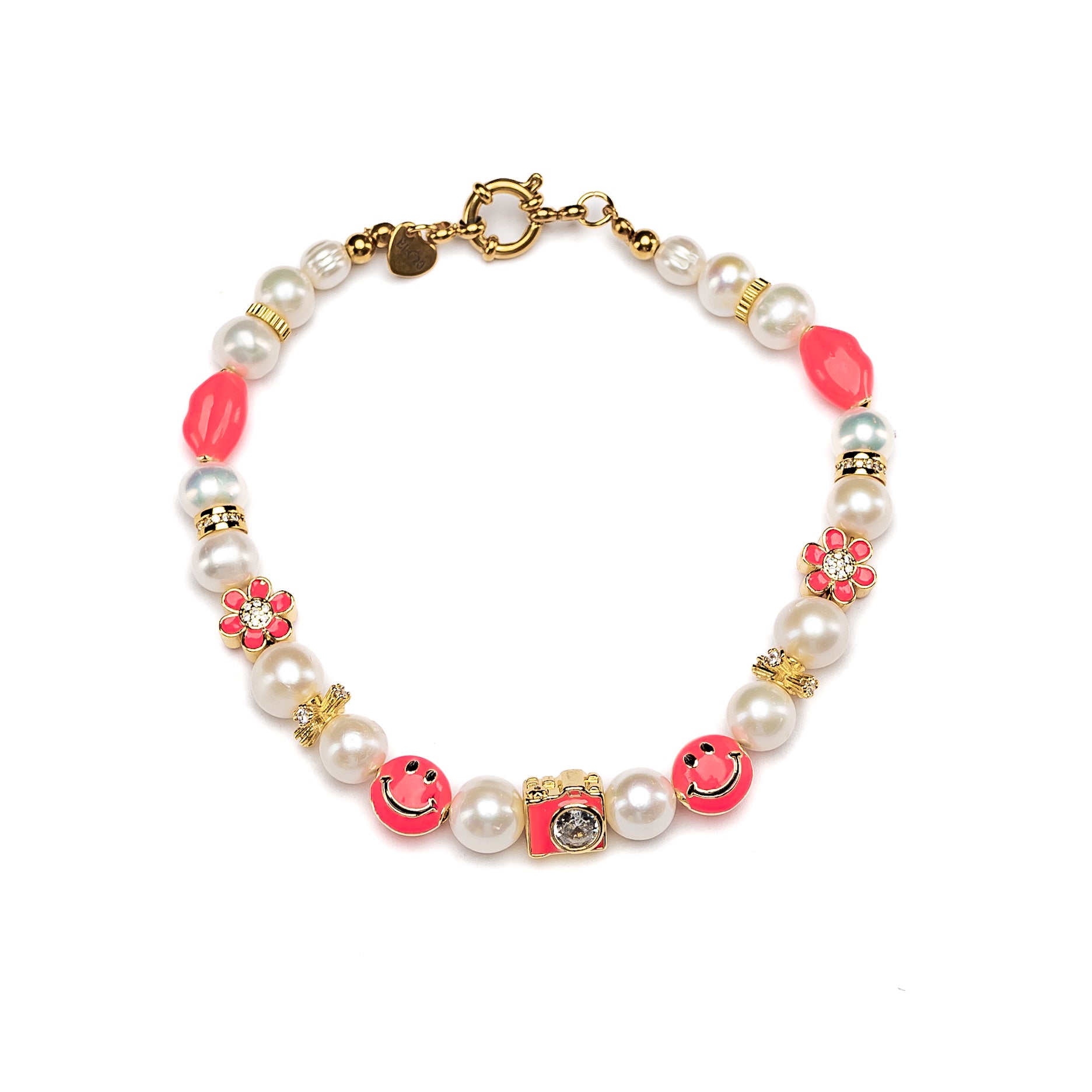 Pearl Anklets with FUCSIA