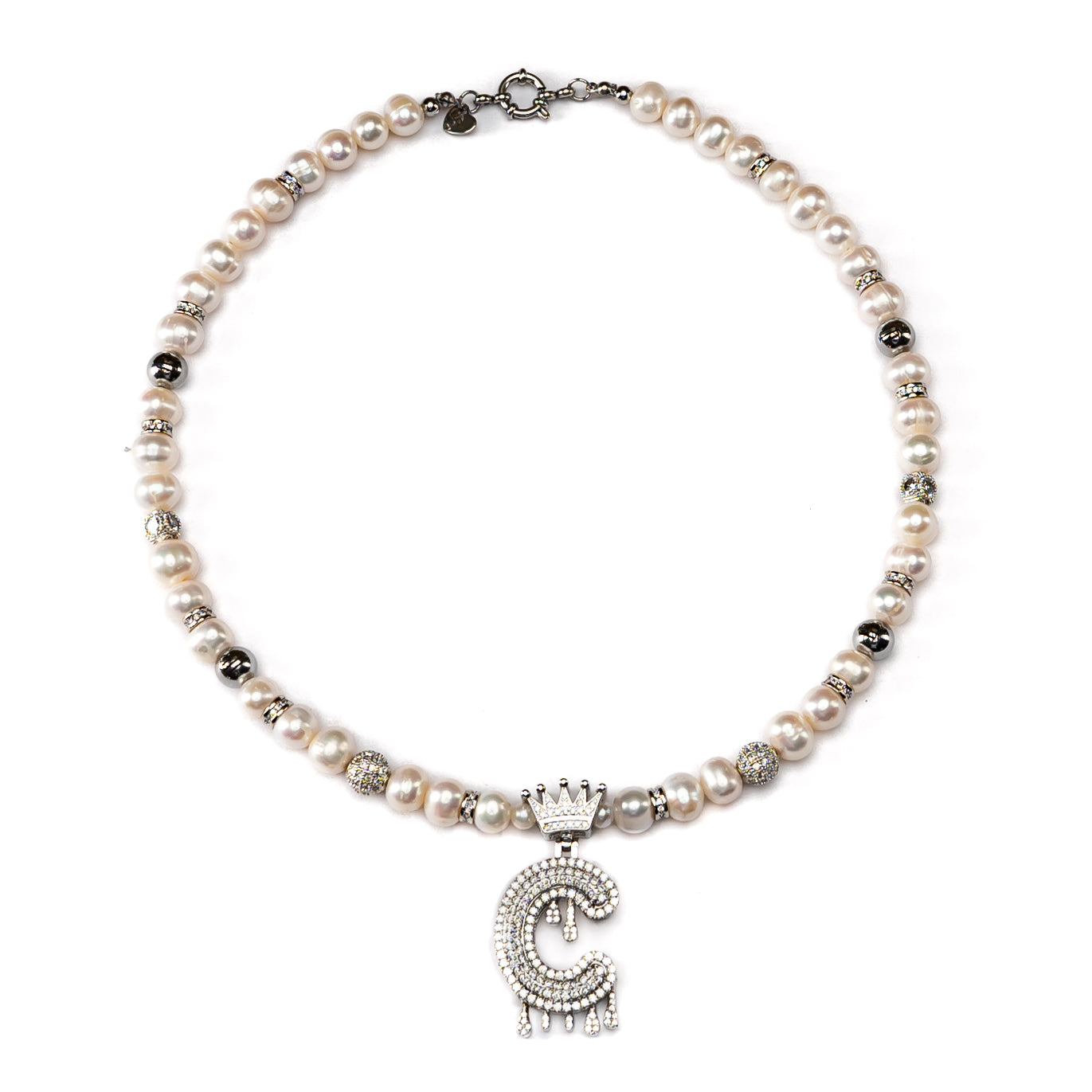 Initials -  Crown Pearl Necklace