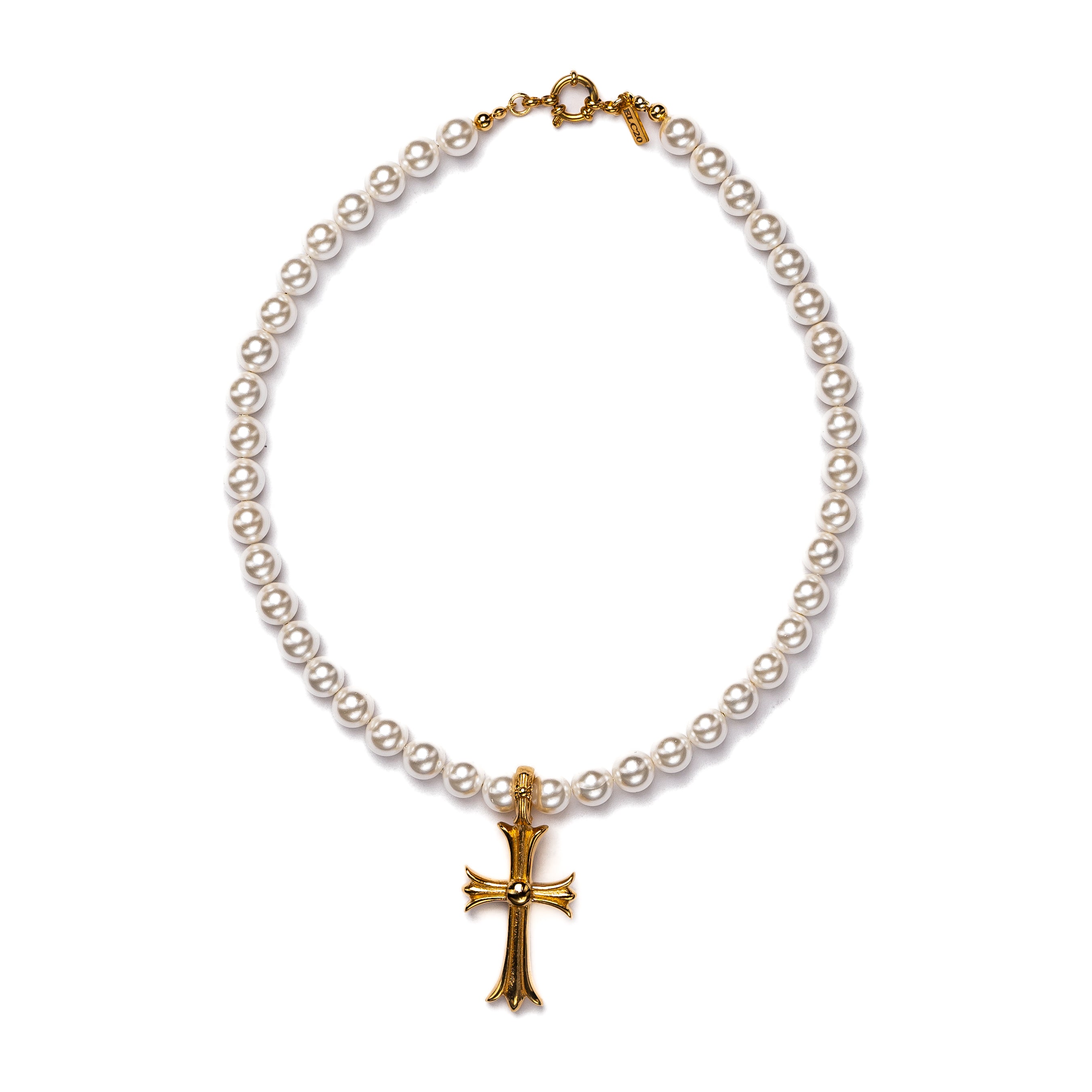 Plated Pearl & Sword of Faith Necklace